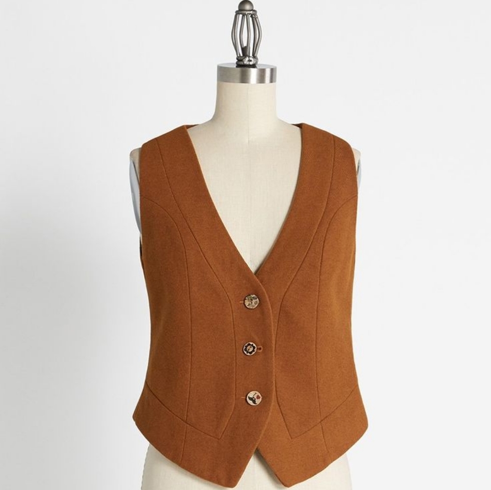 Finishing touches vest in burnt orange